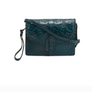 PATRICIA NASH Blue/coral Leather Lanza Triple Entry Crossbody